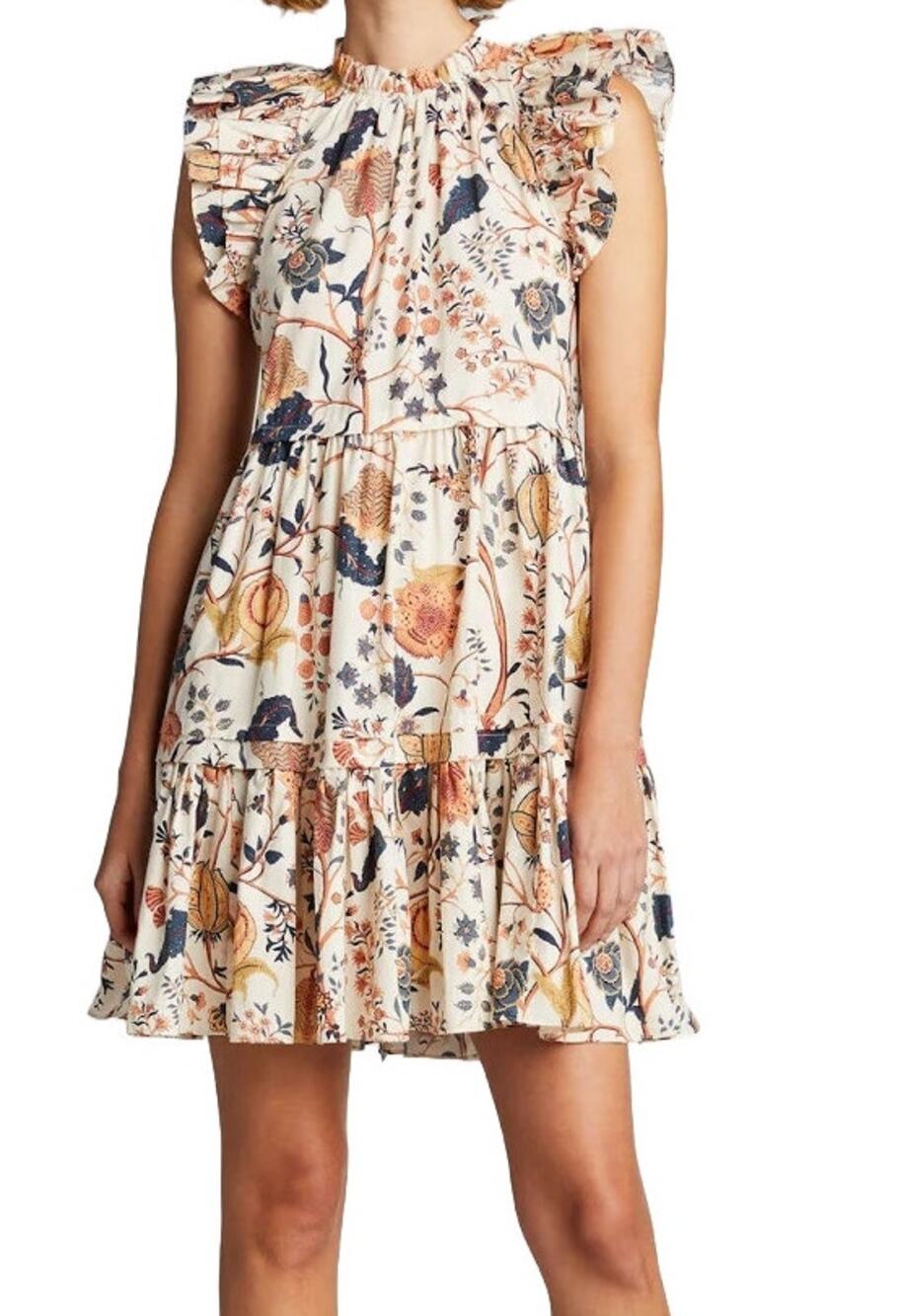 Ulla Johnson Eden Daisy Floral Tiered Ruffle Mini Dress Cotton Small